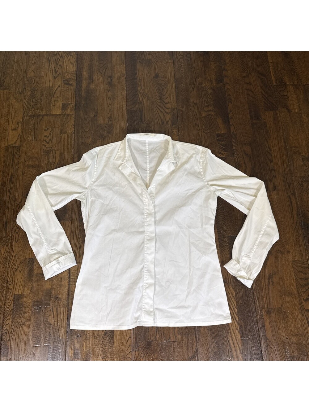 Lis Lareida Catharina Blouse White Stretch Cotton Size 42 US 10‑12 Slim Fit EUC